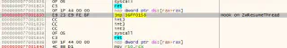 Hooking ZwResumeThread